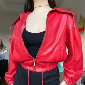 Retro Real Red Leather Jacket